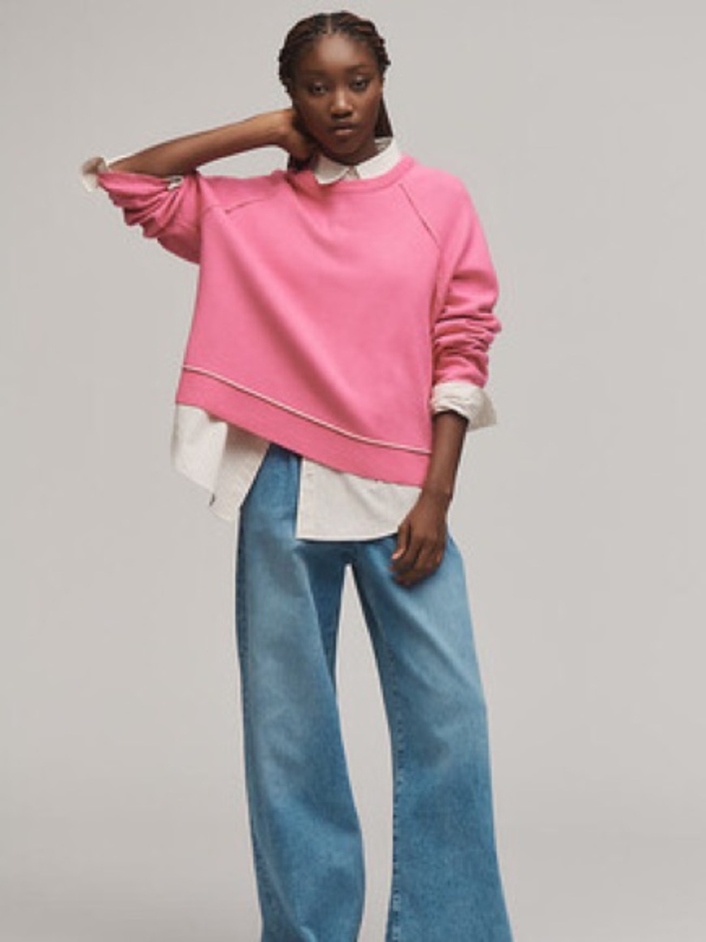 Anthropologie Pink Drop-Shoulder Sweatshirt